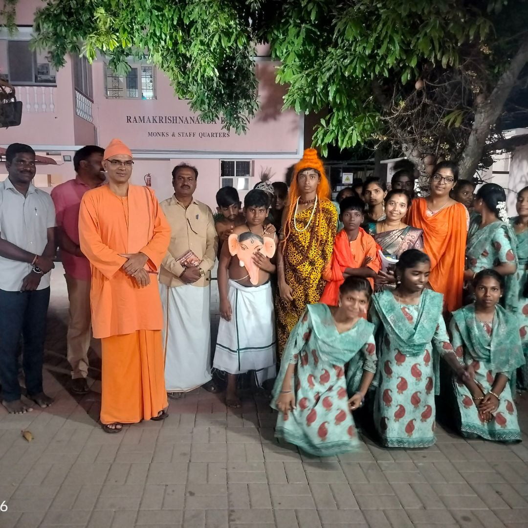 Bhajans performed by Balamandir Students of Meyyur Rural Development Centre  on Day 6 of Vivekananda Navaratri 2024